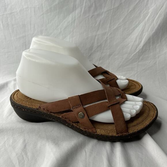 UGG Australia Lanni Criss Cross Wedge Brown Leather Sandals Slides Size US 7 - Picture 3 of 6